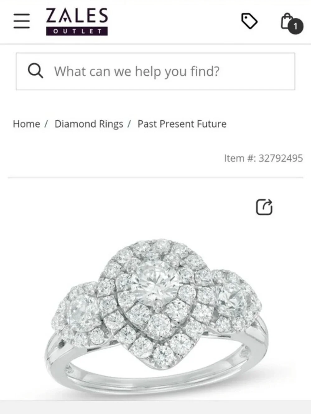 Diamond Halo Three-Stone Ring in Silver Tone - White1-1/2 CT. T. W. Diamond Past